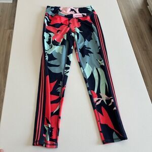 Champion Athletic Leggings Tropical Floral Print Navy Blue‎ Pink Mint Size S